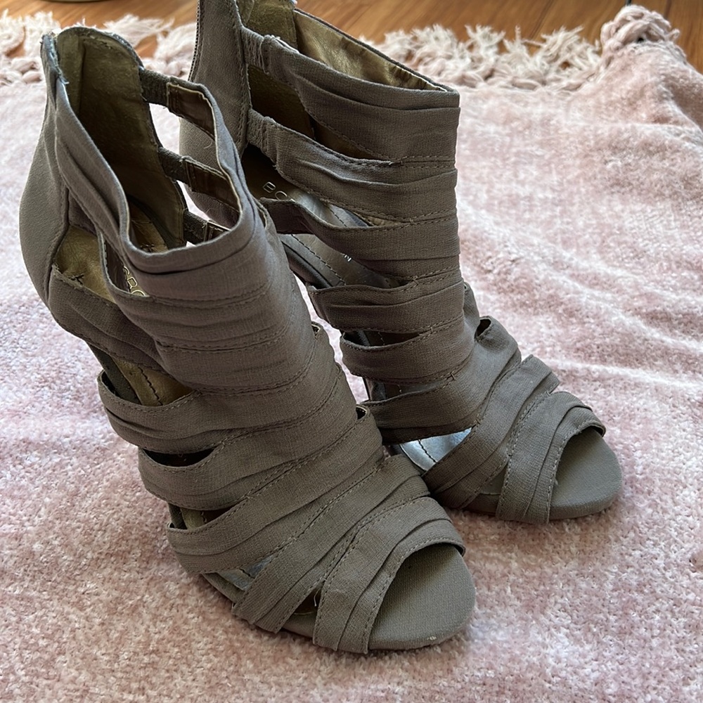 BCBGeneration Jubilee Strappy Heels With Zipper Back